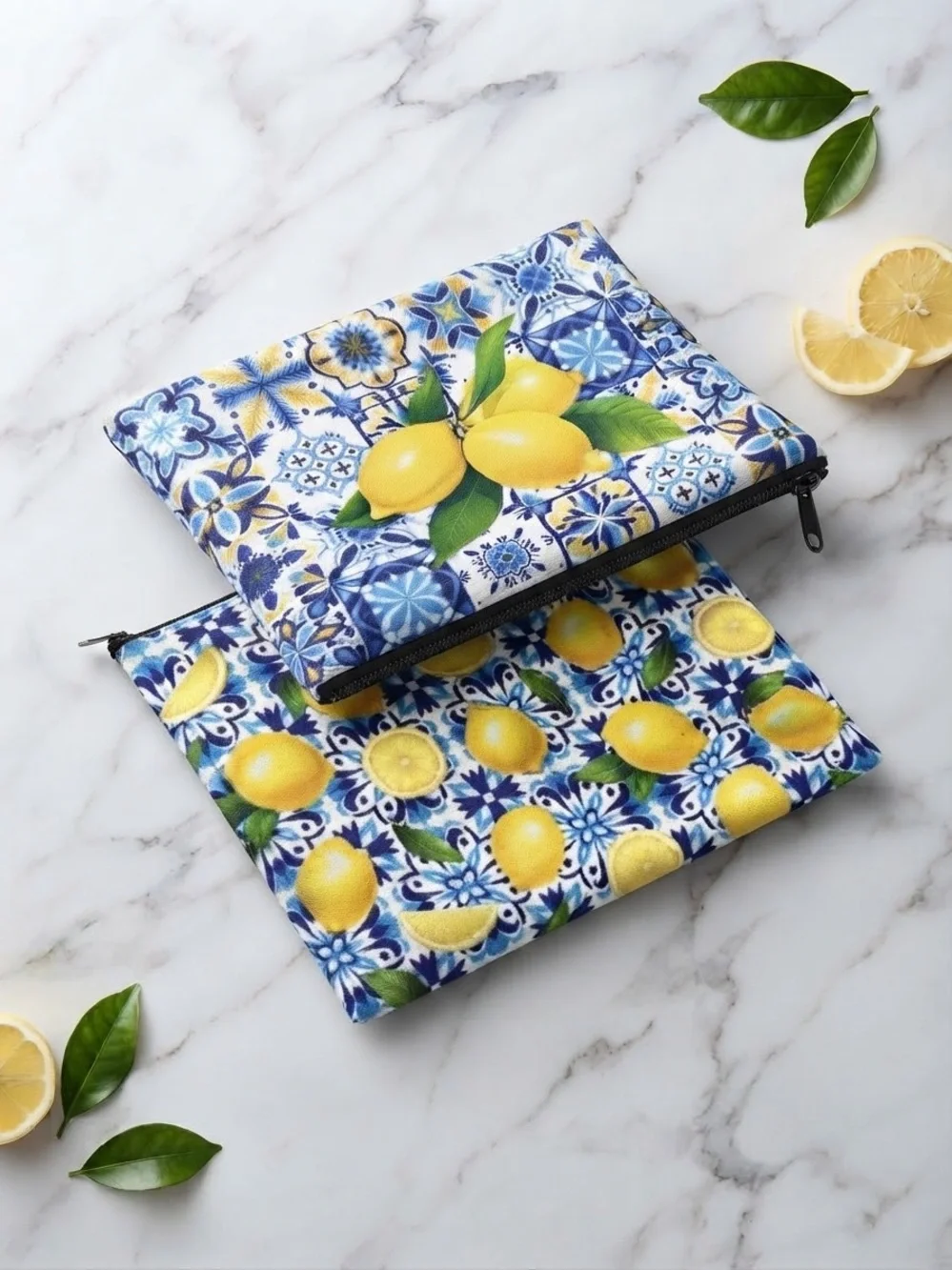 Lemon Themed Pouches Set of 2